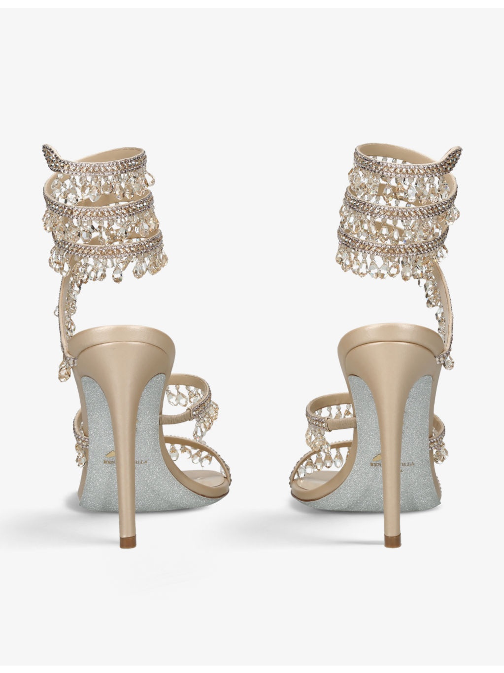 Chandelier 105 crystal-embellished leather heeled courts - 4