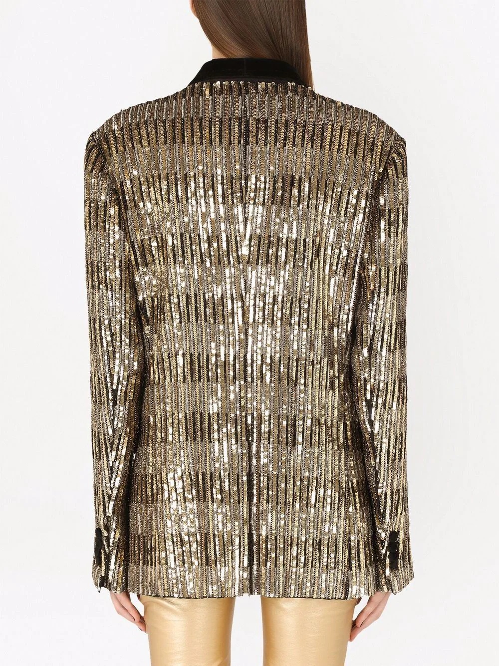 sequin-embellished shawl-lapel jacket - 4