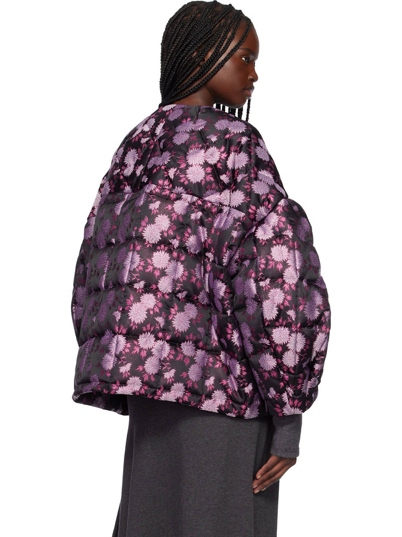 Black & Pink Jacquard Quilted Jacket 3