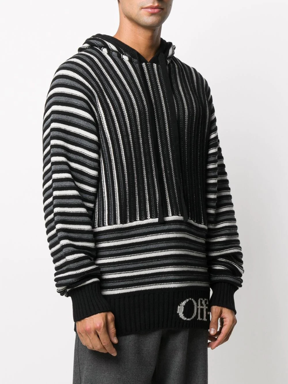 striped knitted hoodie - 3