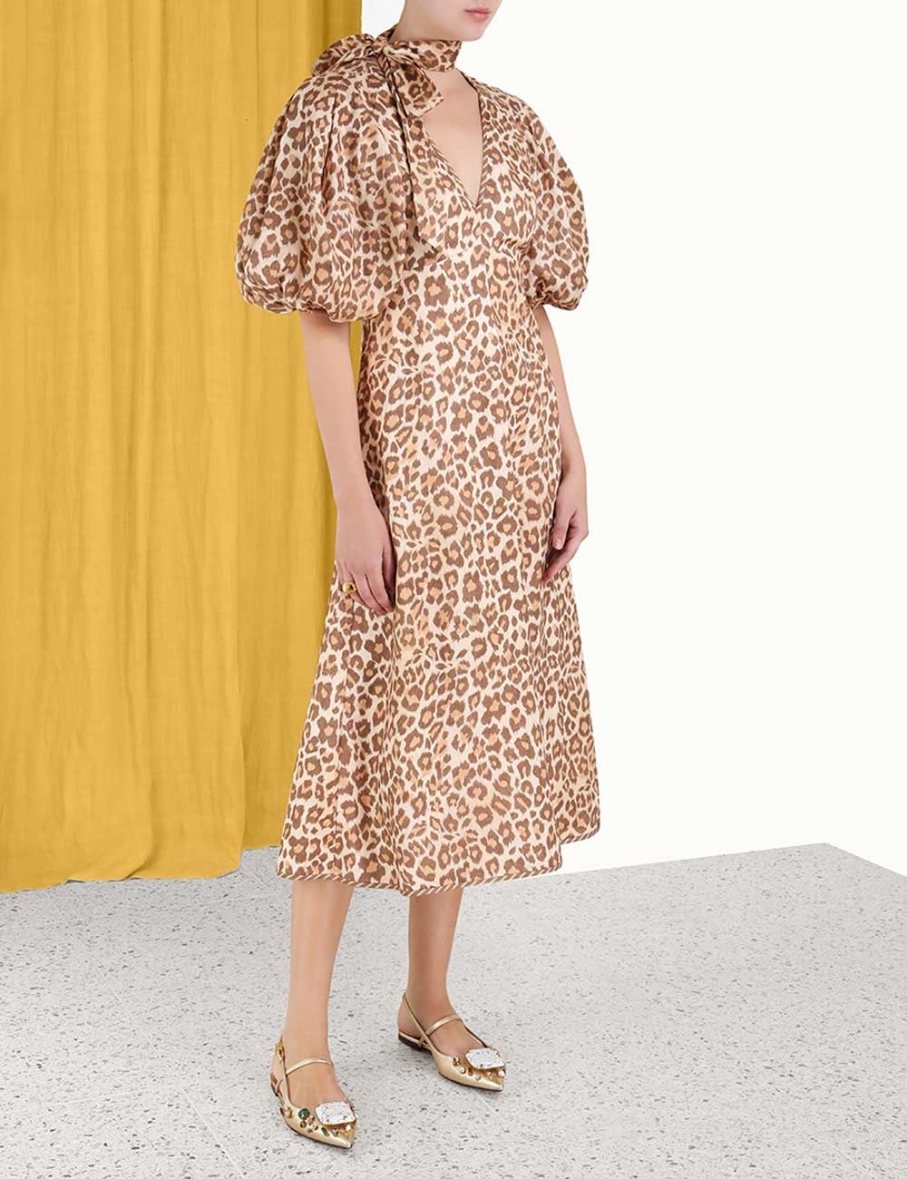 TIE NECK MIDI DRESS - 3