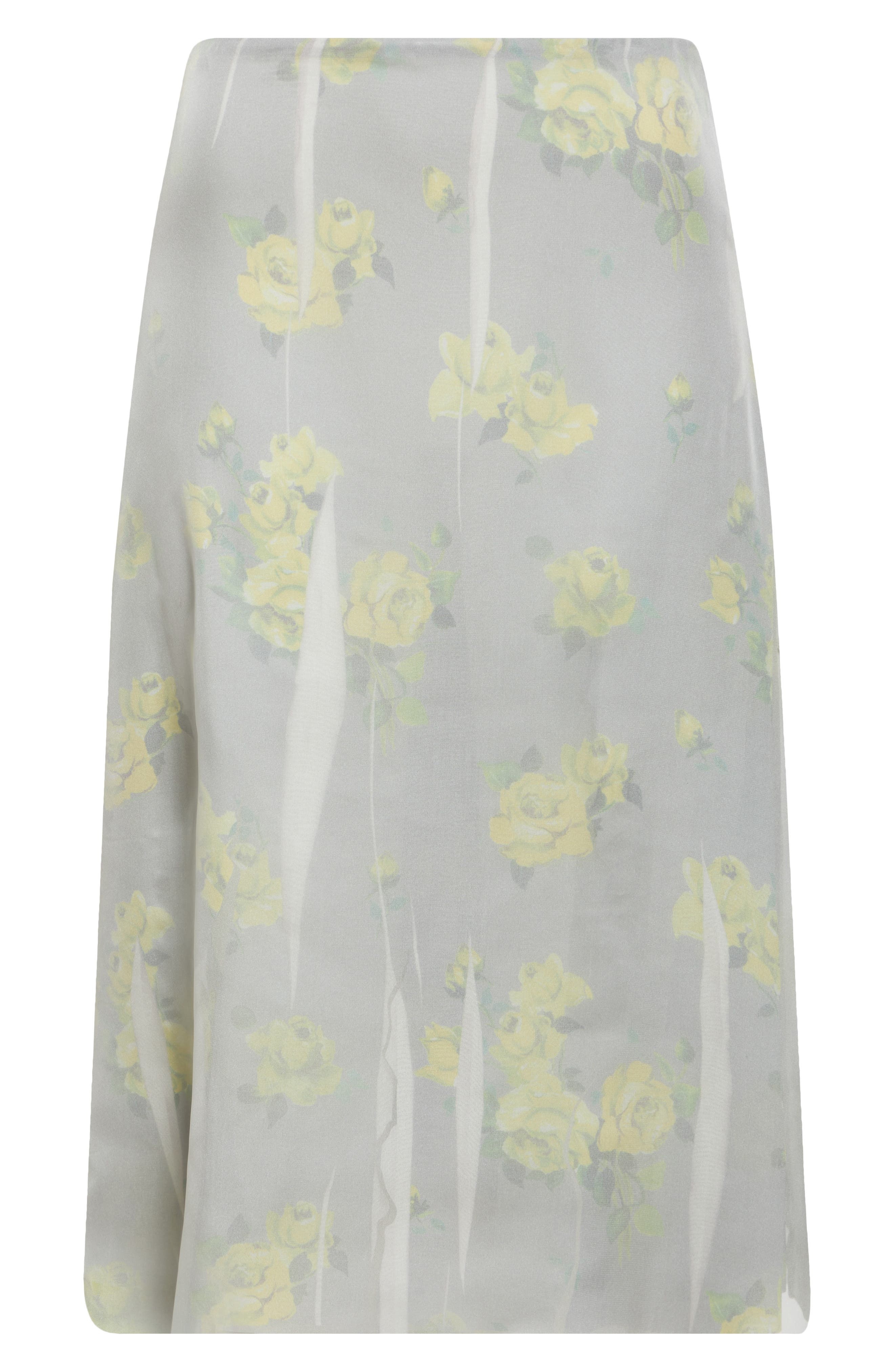 Acne Studios Iranee Floral Georgette Skirt in Yellow/Grey at Nordstrom - 5