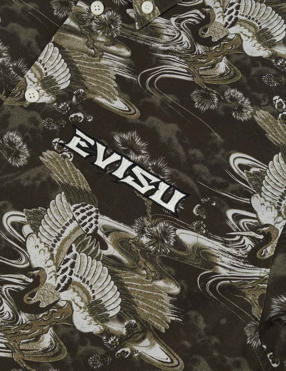 Allover Crane Print Relax Fit Shirt - 3