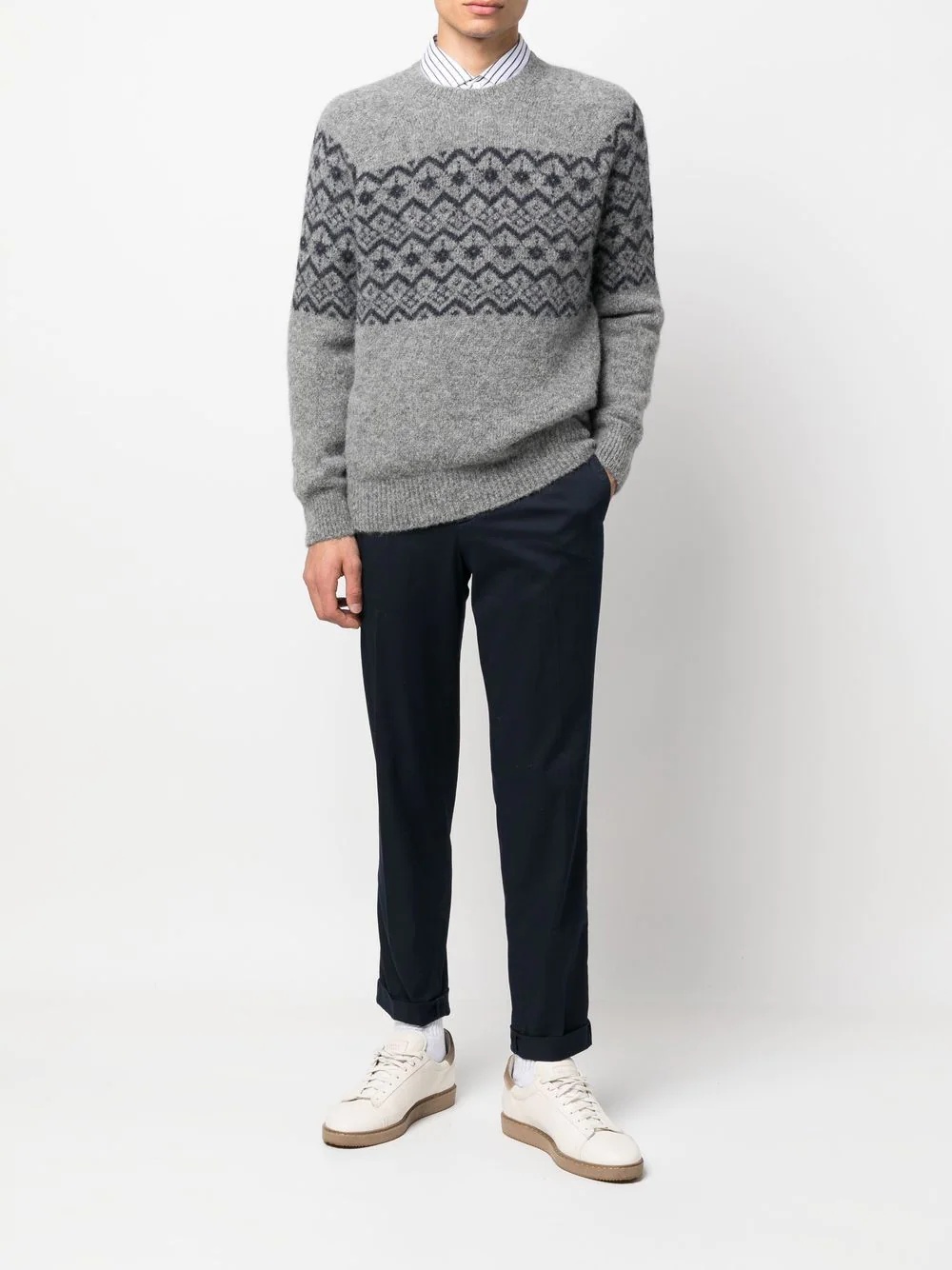 geometric-print crew-neck jumper - 2