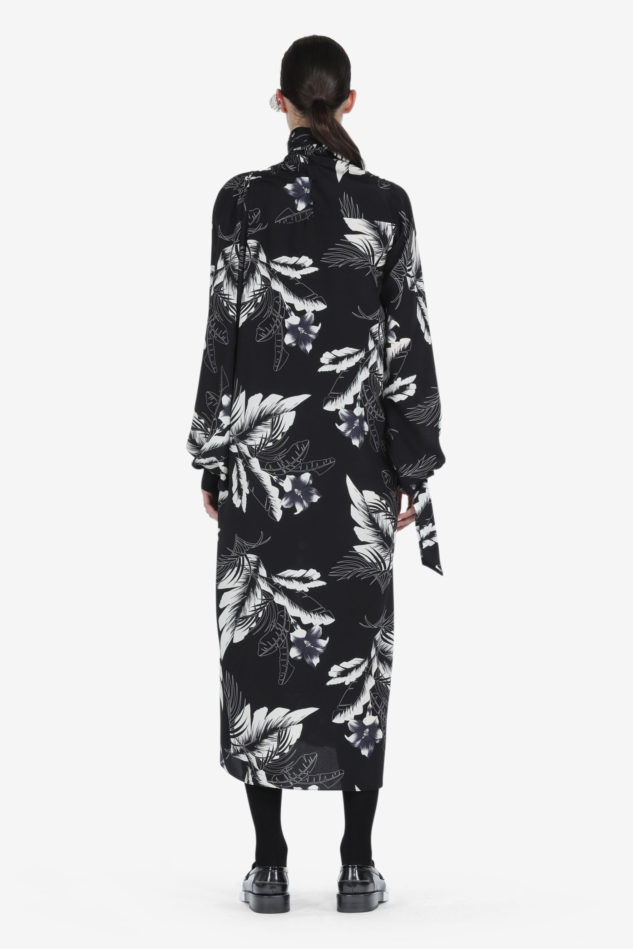 PALM-PRINT SILK DRESS - 2
