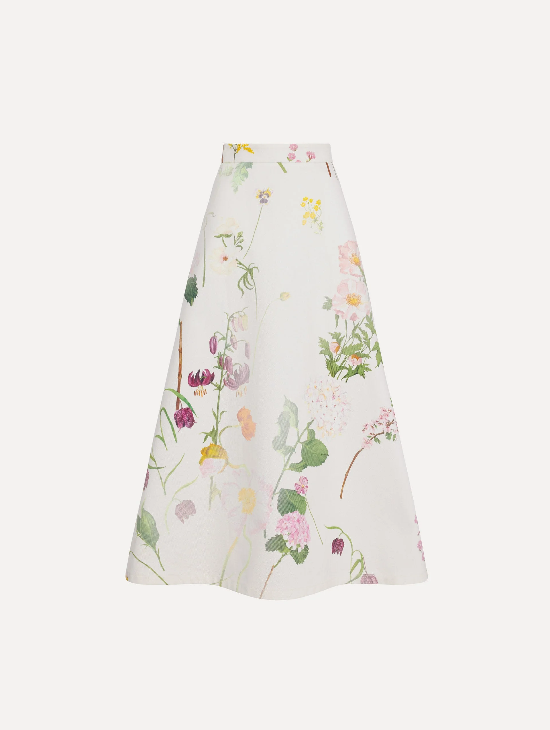 FADED MIXED BOTANICAL DENIM MIDI SKIRT - 1