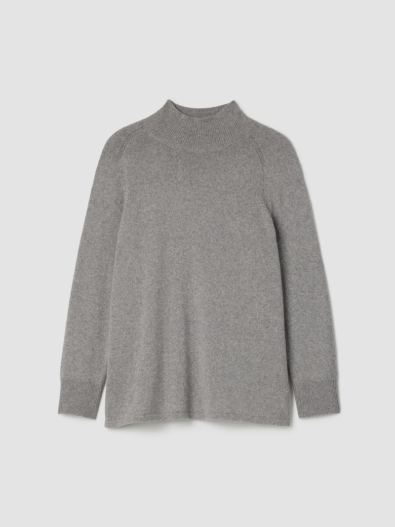Cotton & Recycled Cashmere Turtleneck Long Top 1