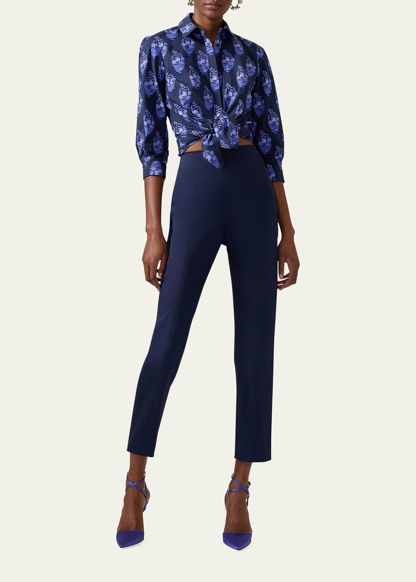 Bouquet-Print Button-Down Icon Blouse - 2