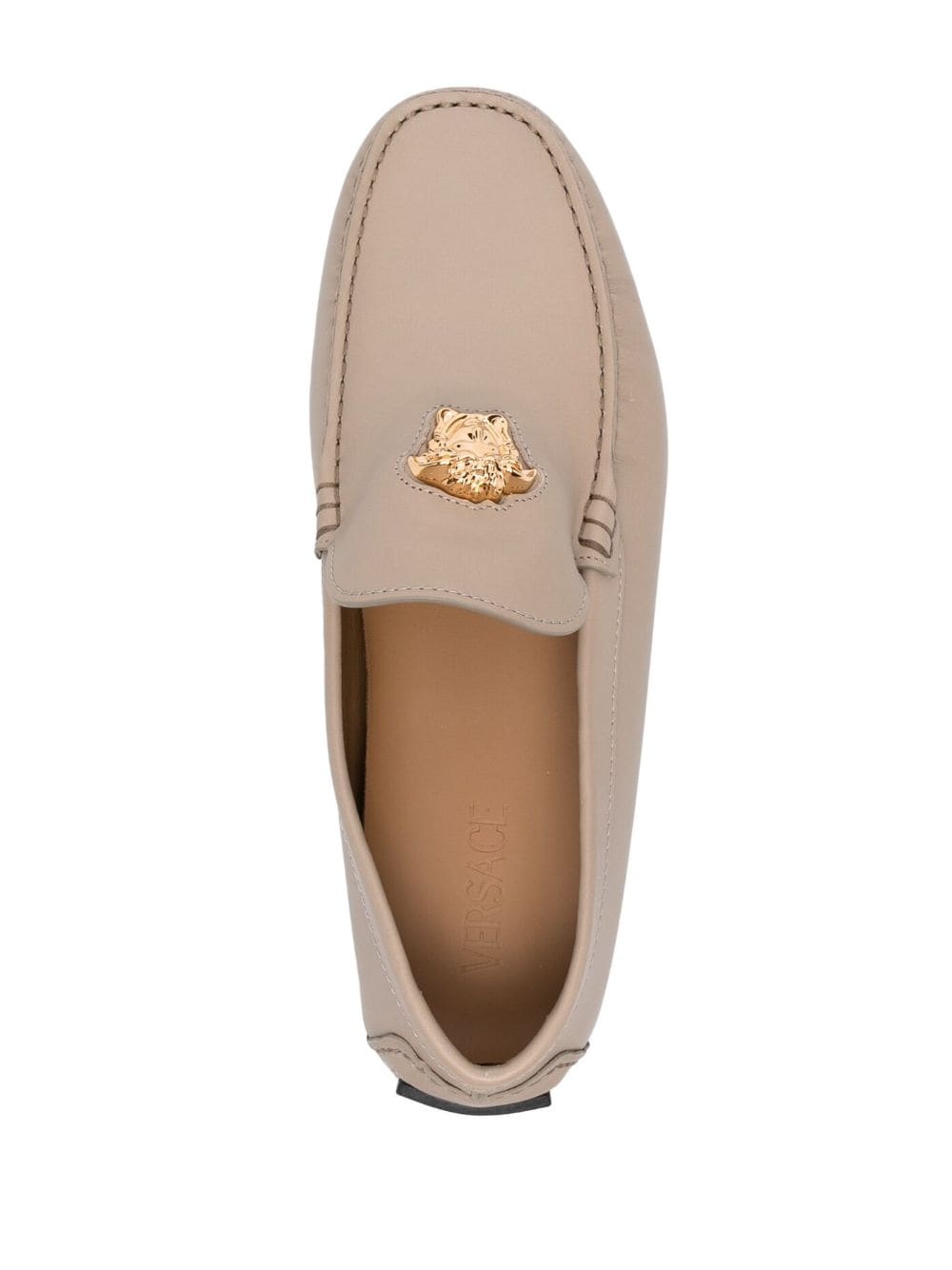 Medusa-plaque round-toe loafers - 4
