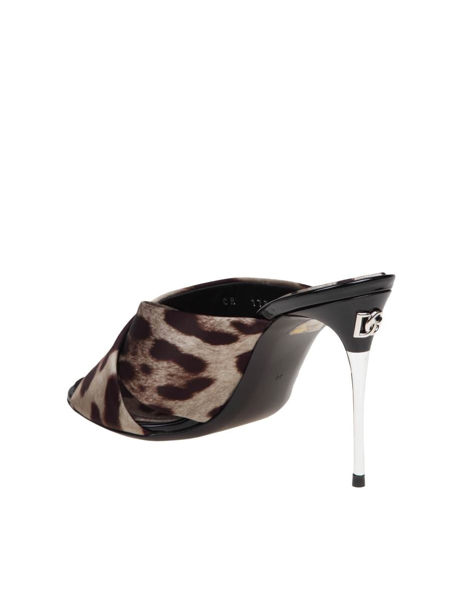 DOLCE & GABBANA MULE IN SPOTTED PRINT SATIN FABRIC - 4