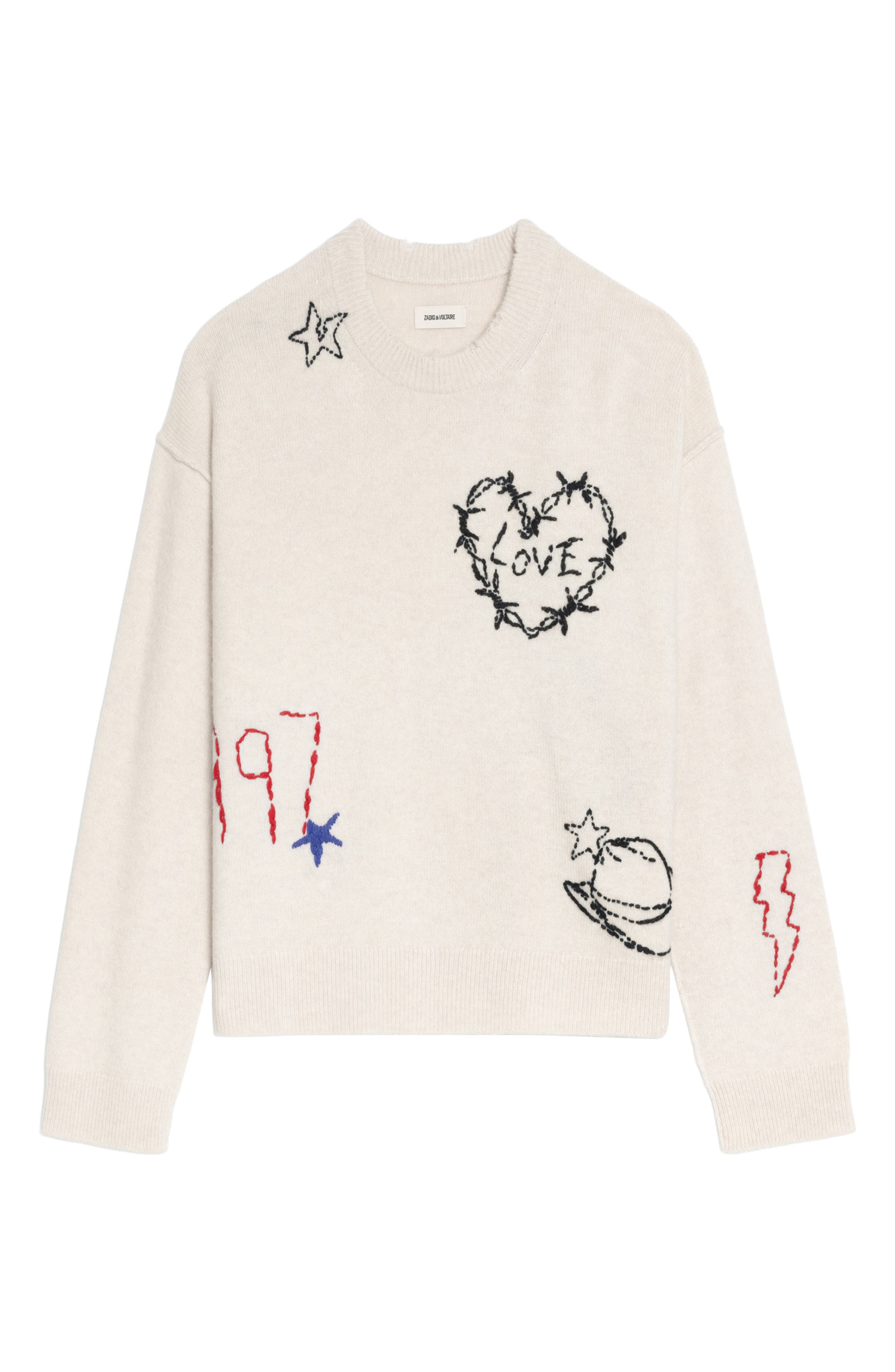 Zadig & Voltaire Markus Heart Cashmere Sweater in Ecru at Nordstrom - 5