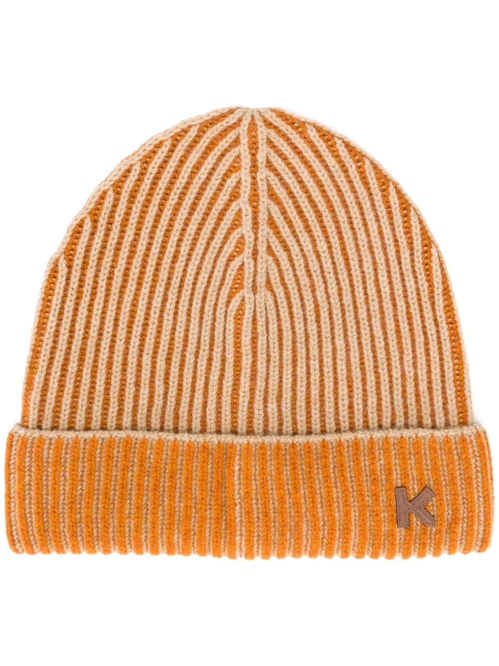 logo ribbed beanie - 1