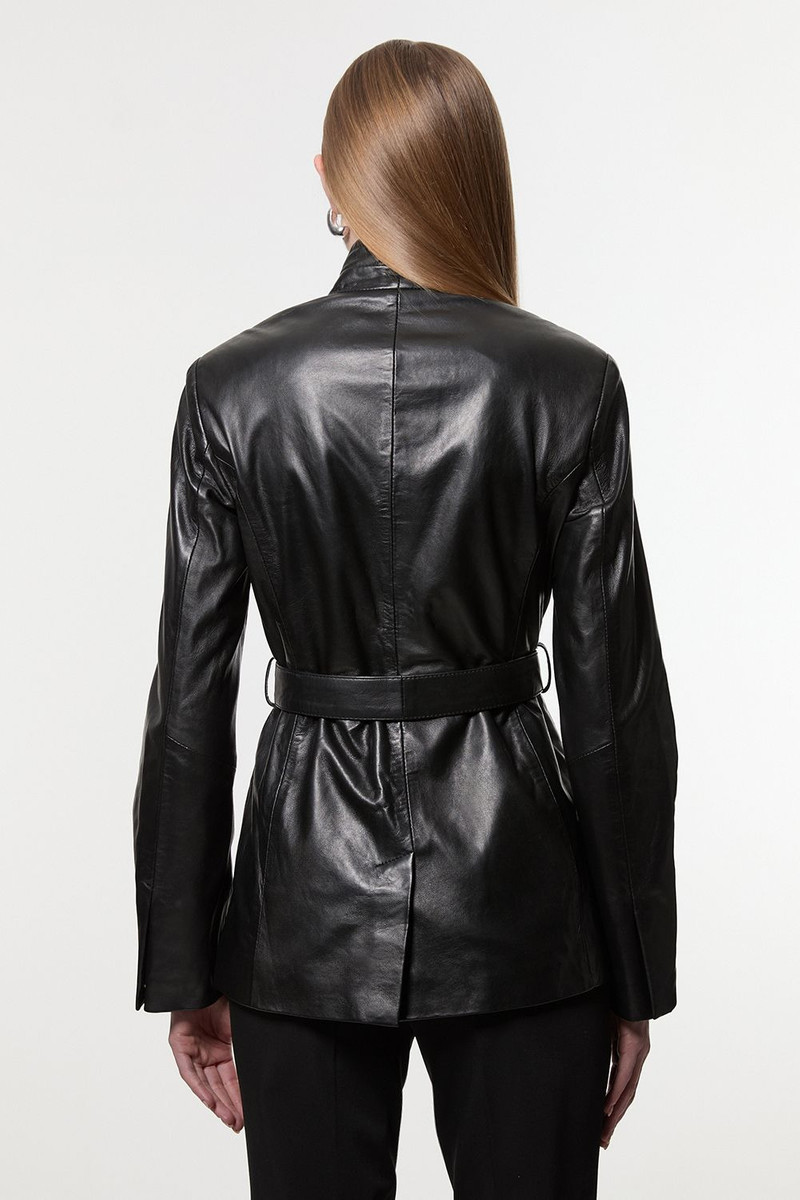 Leather Belted Tailored Blazer 5