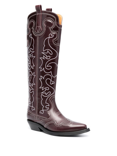 GANNI knee-high leather Western boots outlook