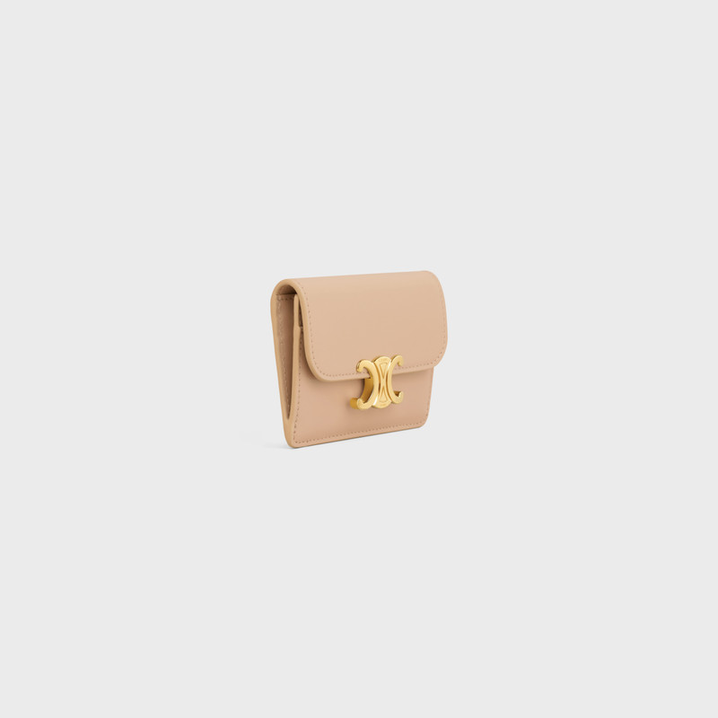 CELINE CARD HOLDER WITH FLAP TRIOMPHE in Shiny calfskin outlook