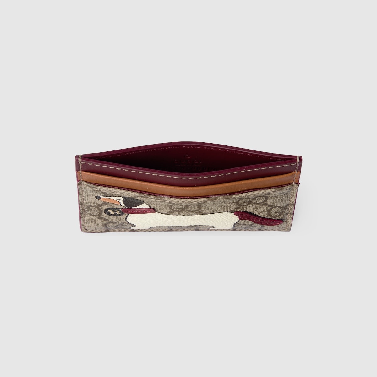 Bi-color GG card case with dog detail - 2