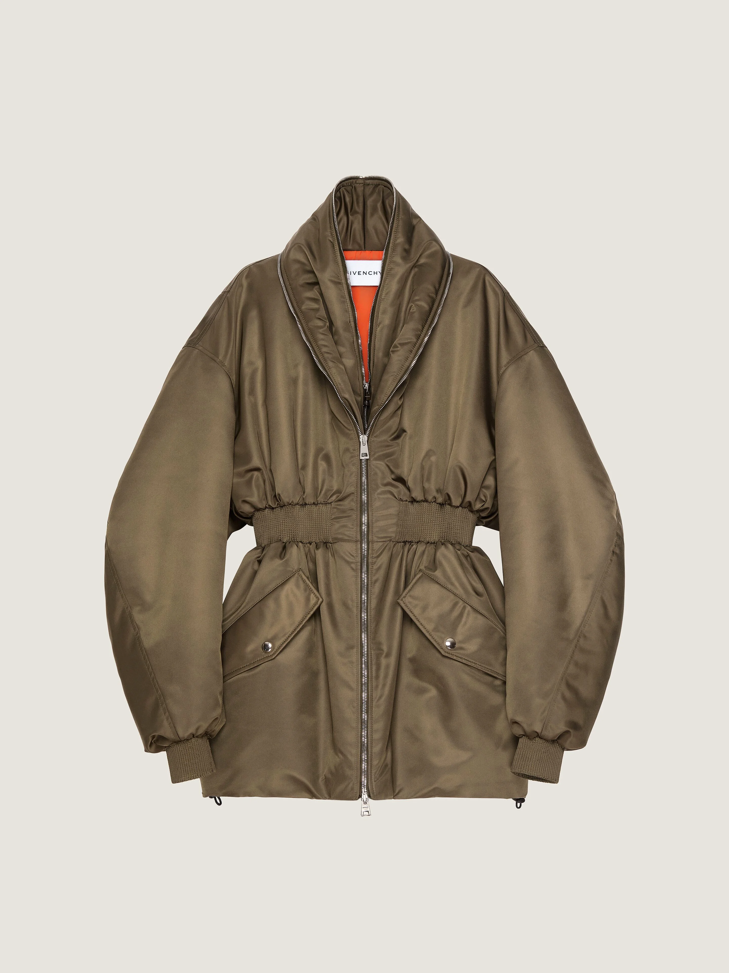 HOURGLASS BOMBER WITH ZIPPED SHAWL COLLAR IN NYLON - 1