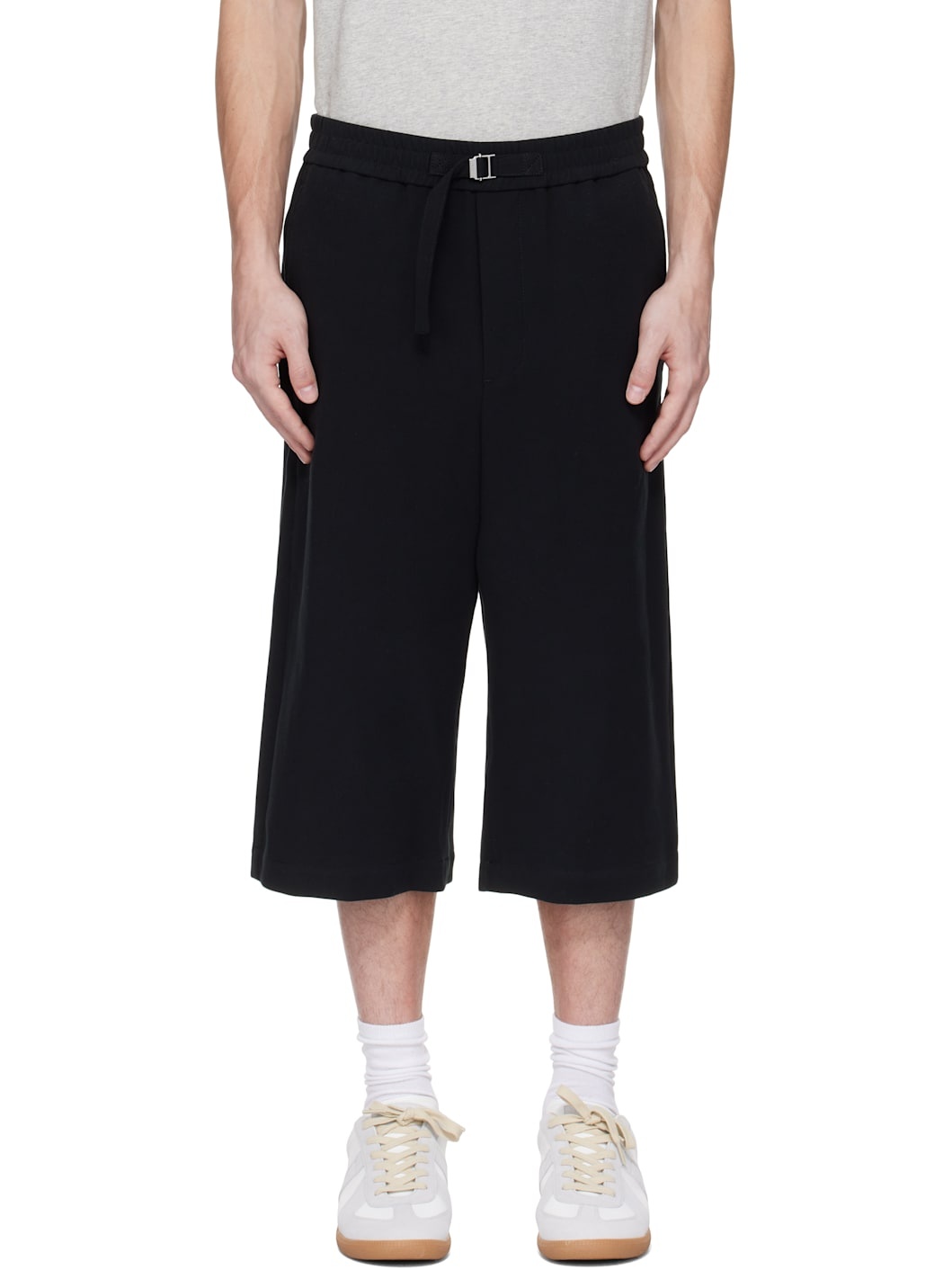 Black Elasticated Large Shorts - 1