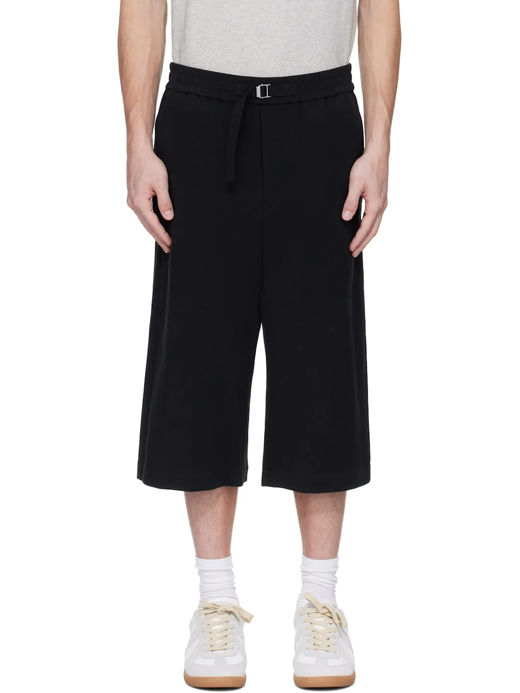 Black Elasticated Large Shorts - 1