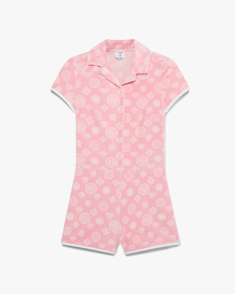 Pink Velour Monogram Playsuit | Casablanca Paris 1