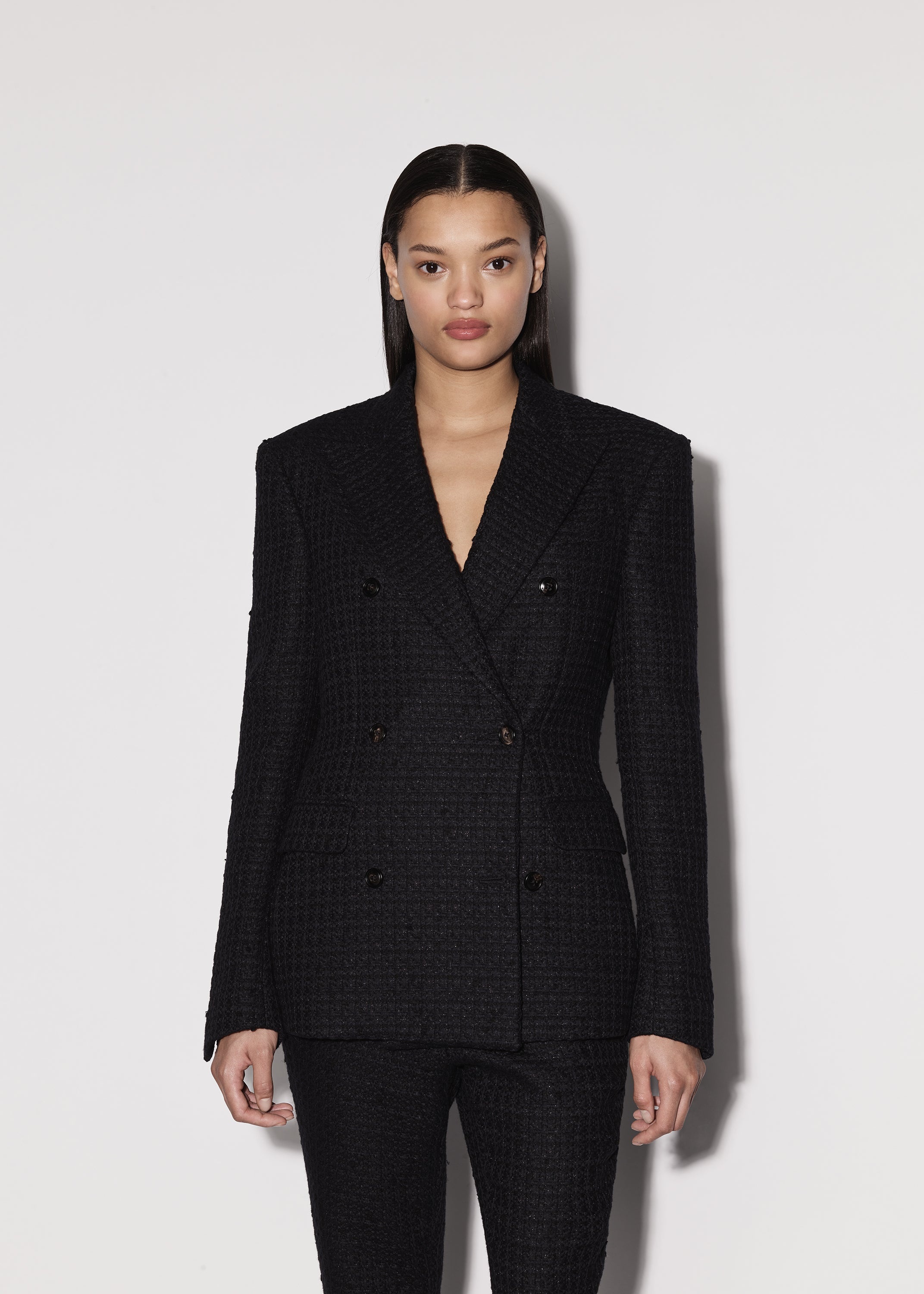 OVERSIZED BOUCLE DOUBLE BREASTED BLAZER - 3