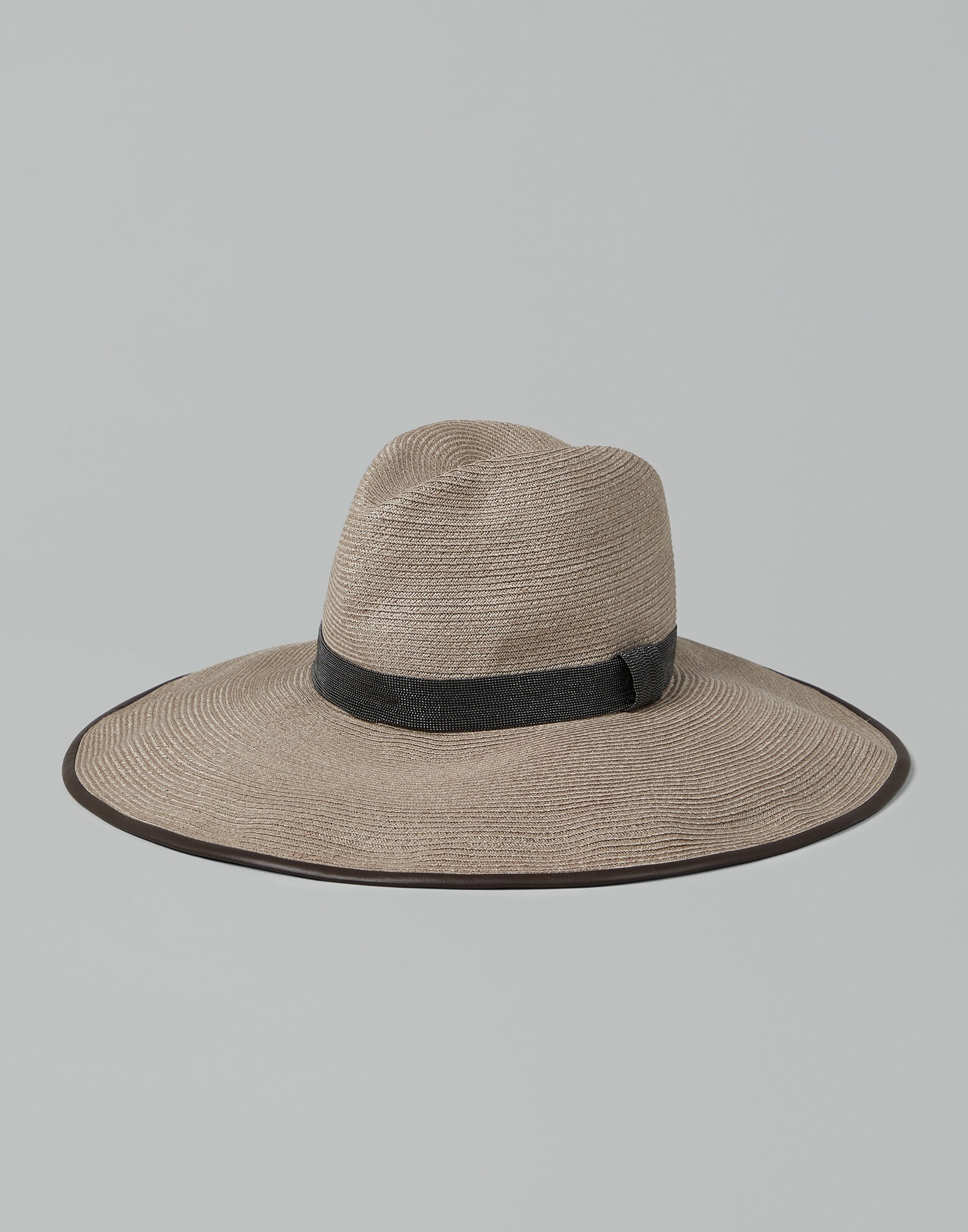 Hemp and cotton fedora with precious band - 1