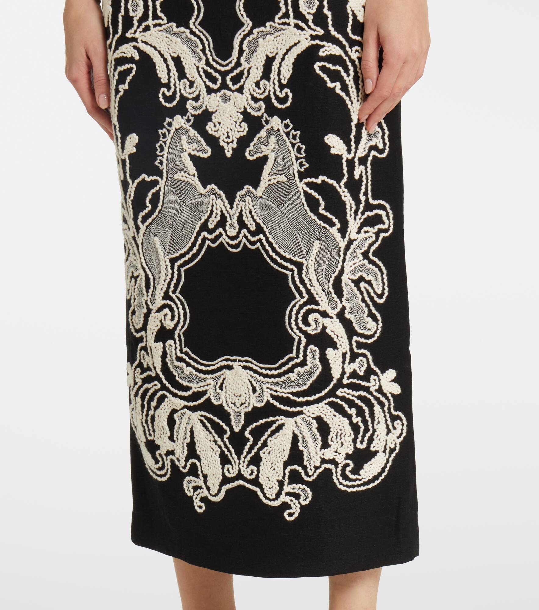 Azera embroidered linen-blend midi dress - 5
