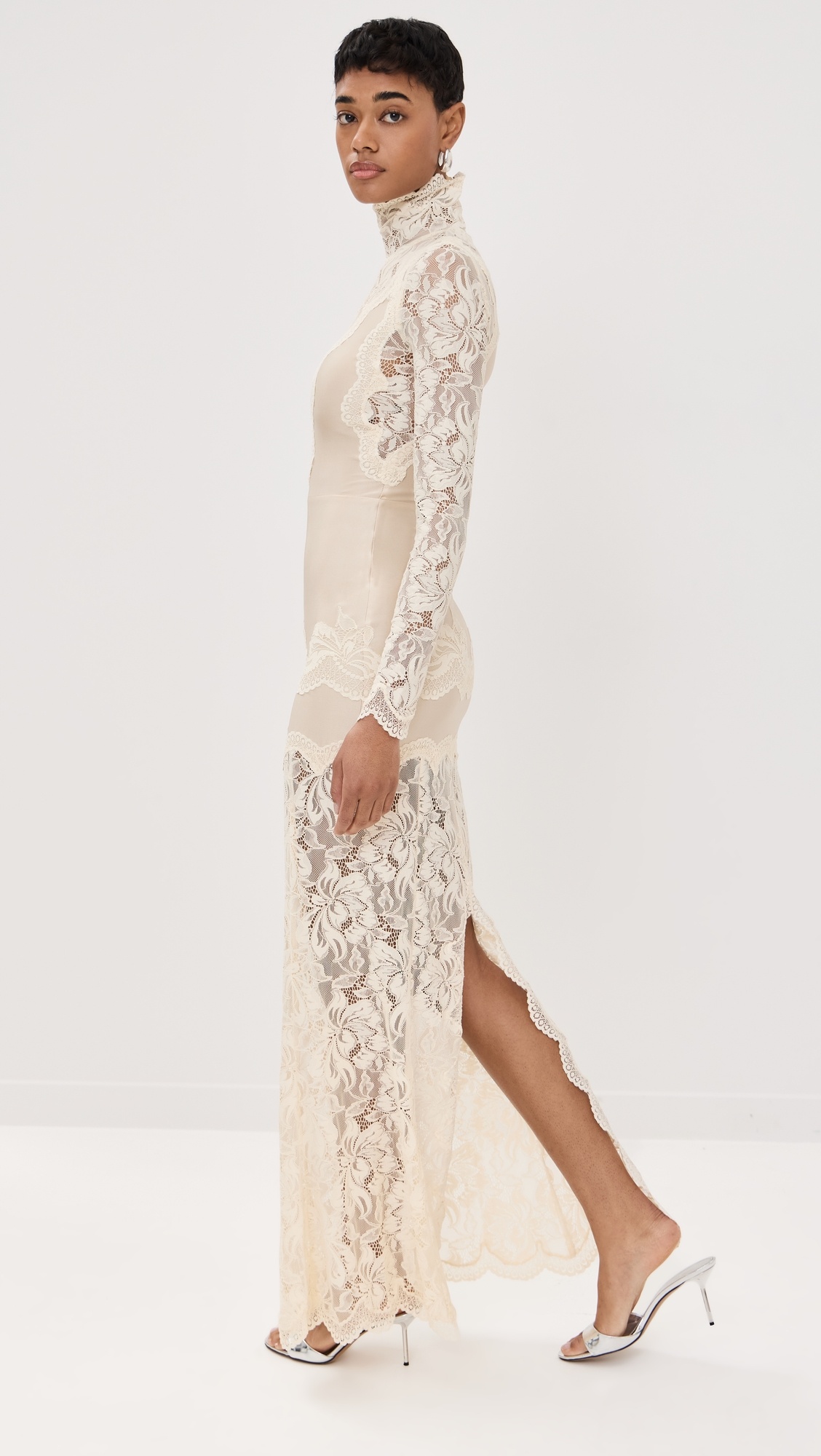 Long Dress in Lace and Jersey - 3
