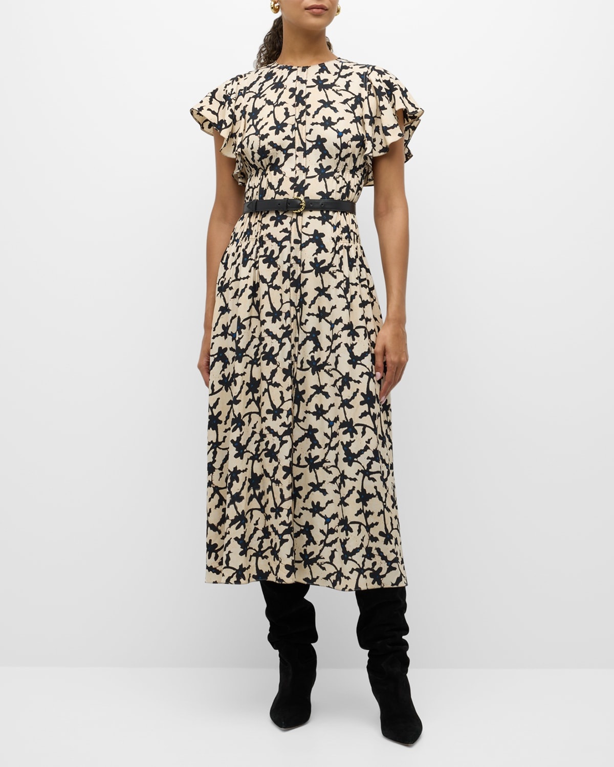 Anais Printed A-Line Midi Dress - 3