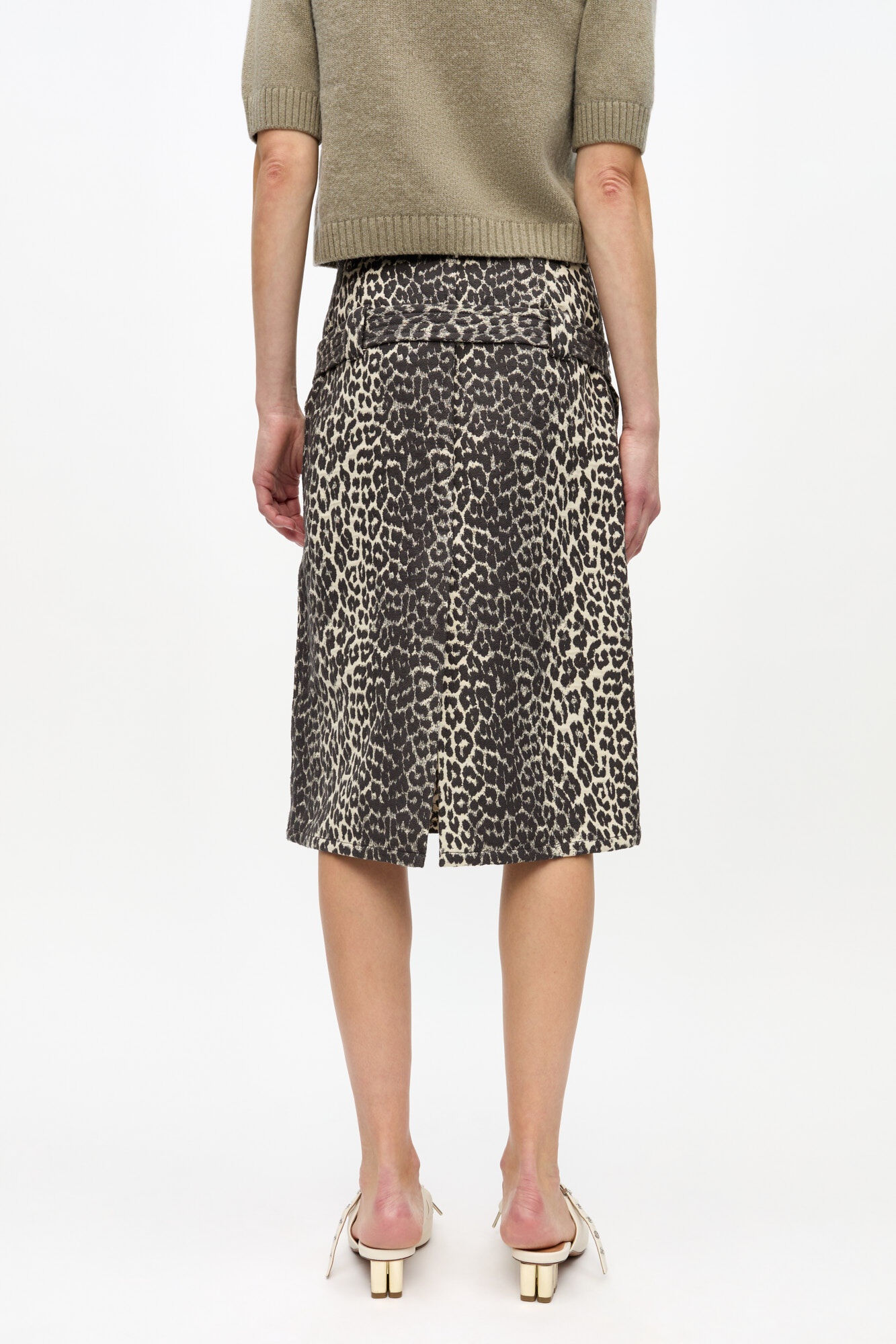 LEOPARD COTTON TWEED MIDI SKIRT - 4