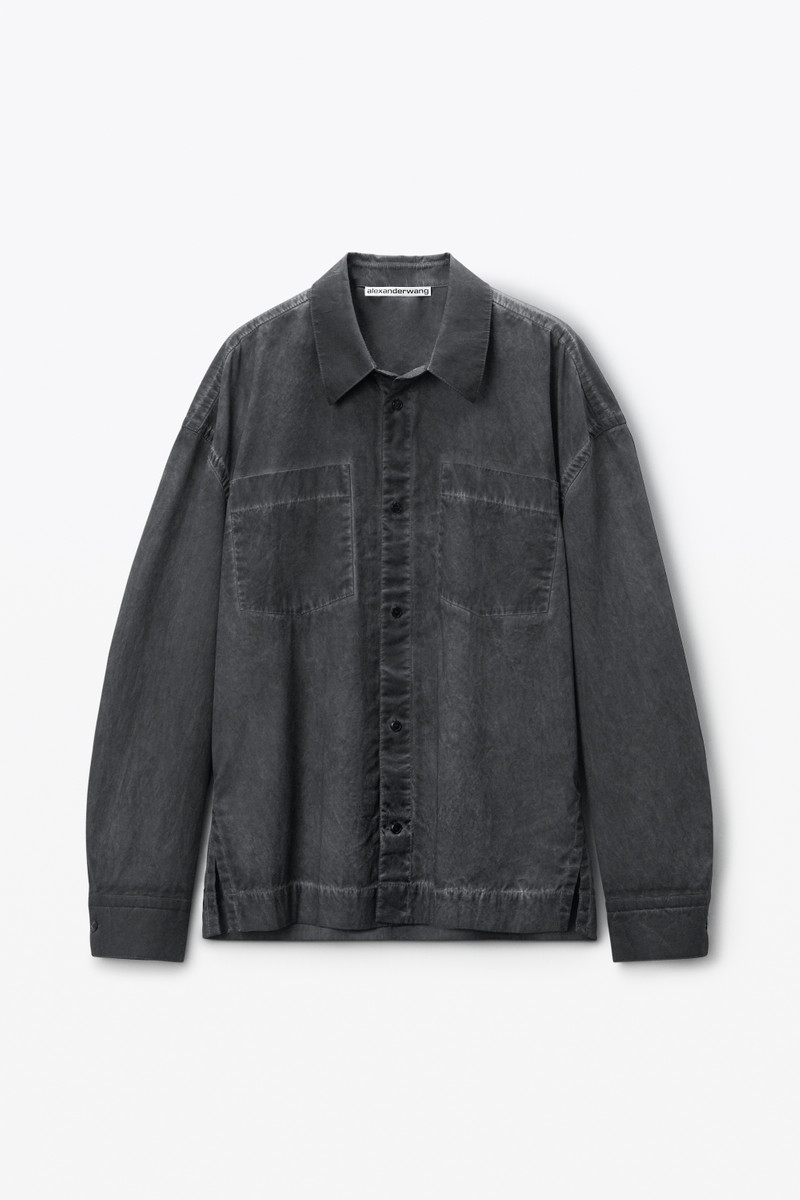 oversized buttondown shirt with patch pockets in cotton 1