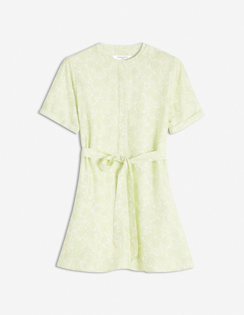 SHORT SLEEVE GODET MINI DRESS - 1