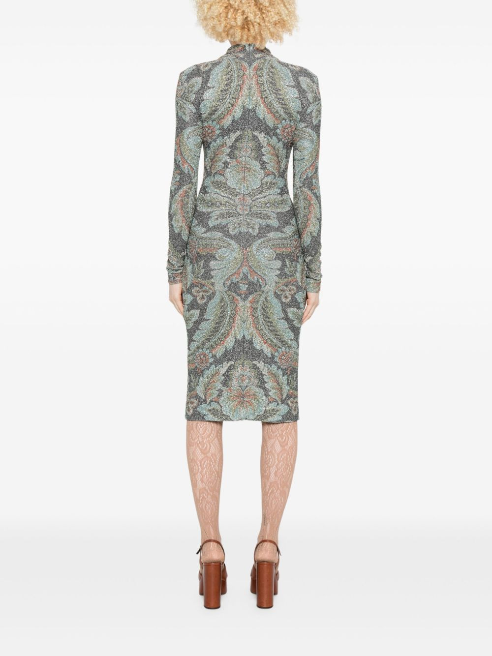 high-neck floral-pattern dress - 4