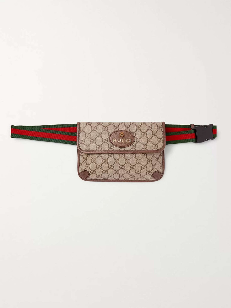 Ophedia Leather-Trimmed Monogrammed Coated-Canvas Belt Bag - 1
