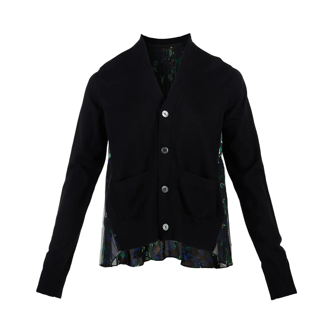 Floral Print Cotton Knit Cardigan - 1