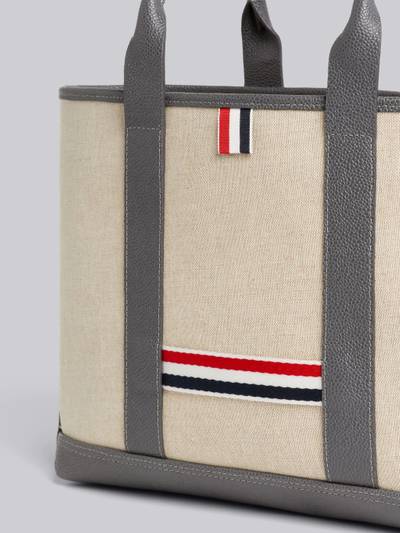 Thom Browne Light Grey Heavy Linen Leather Handle Small Tool Tote outlook