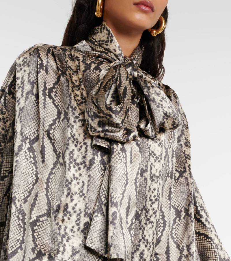 Snake-print tie-detail silk blouse 4