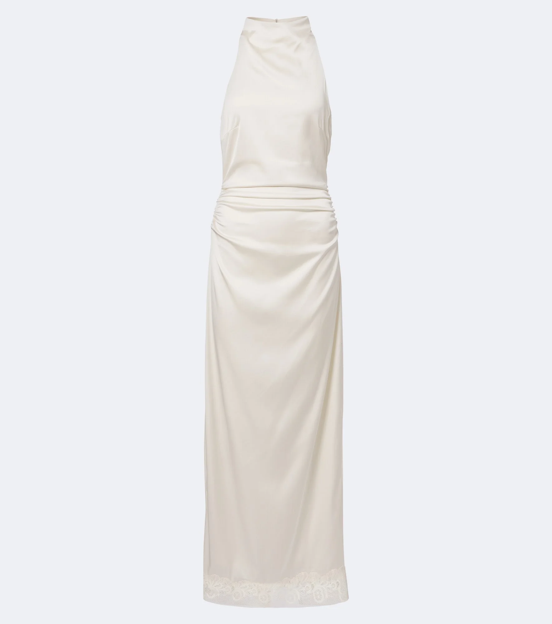 Bridal lace-trimmed satin maxi dress - 1