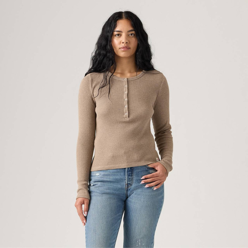 DRY GOODS WOMEN'S WAFFLE HENLEY 1