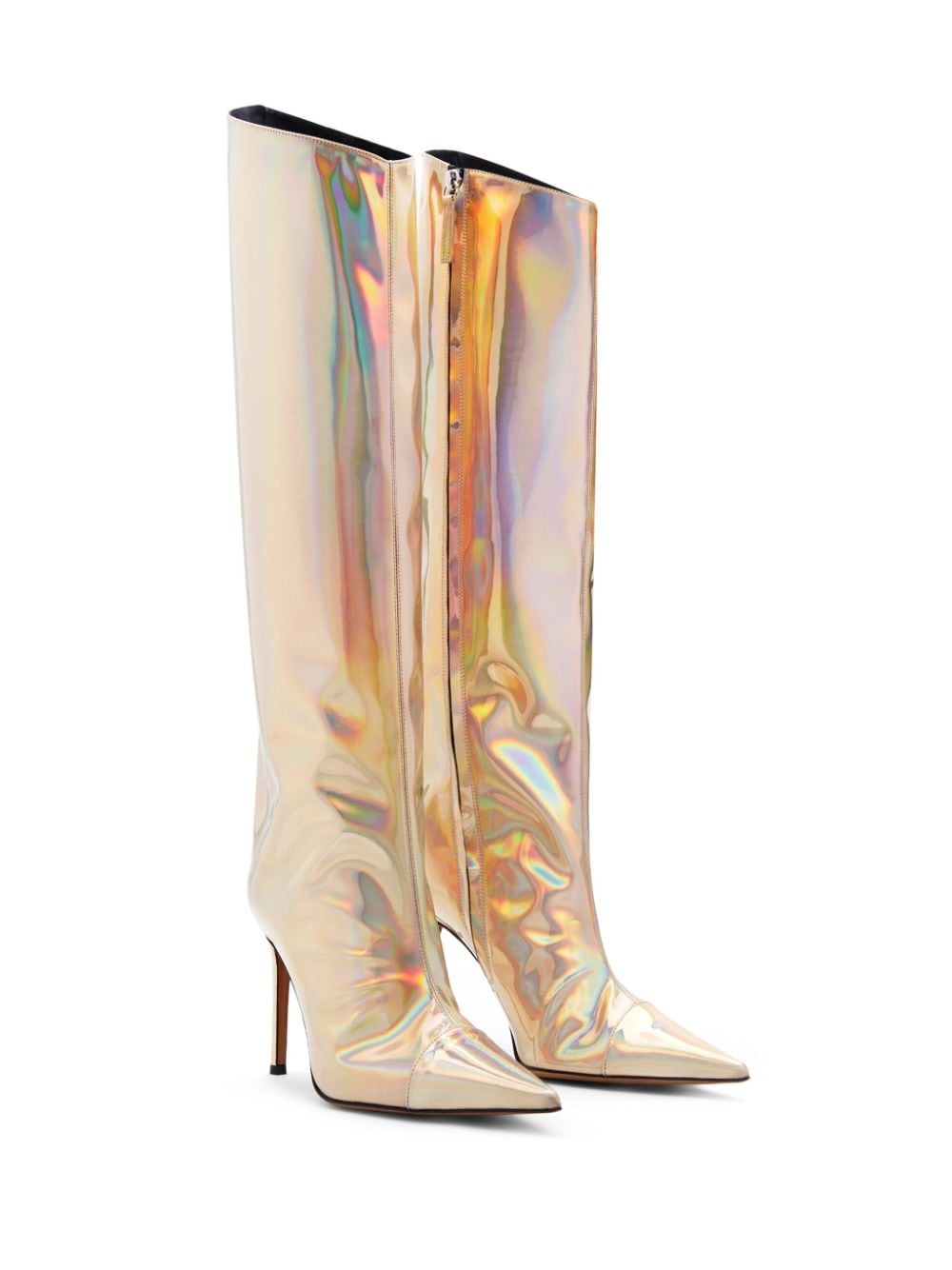 100mm holographic knee-high boots - 2