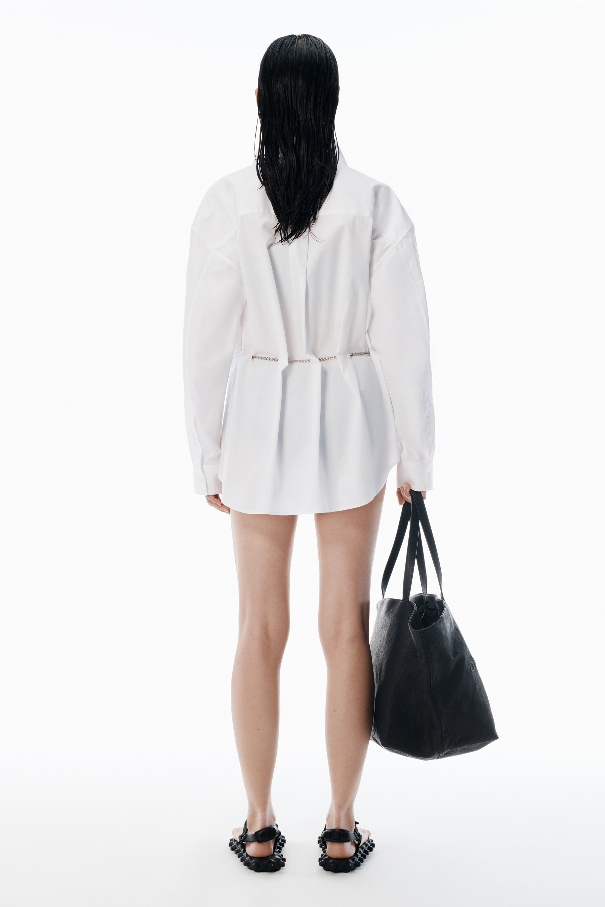 White Button Up Shirt with Hardware - 4
