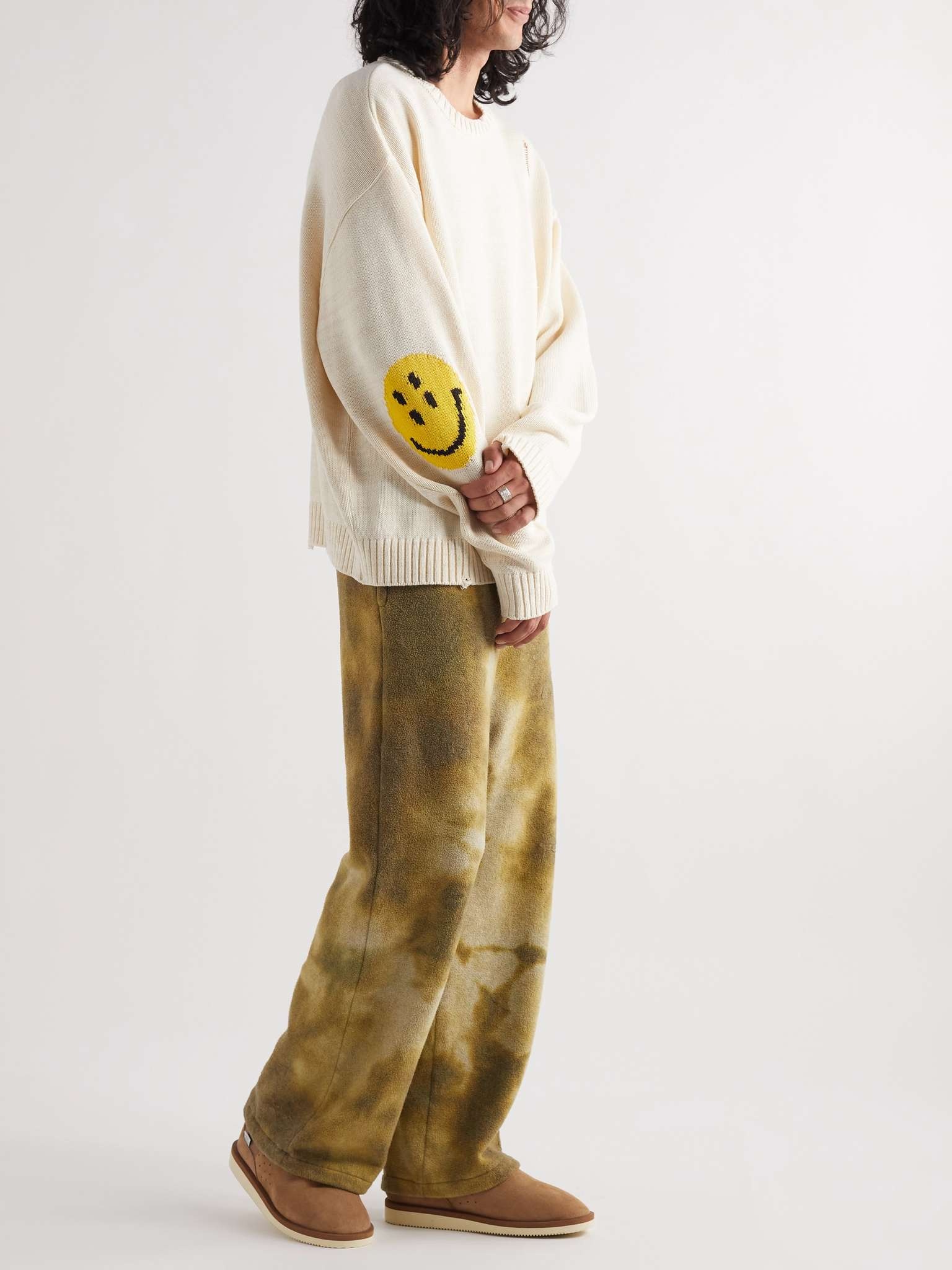 RON-M2ab-MID Shearling-Lined Suede and Jersey Slippers - 4