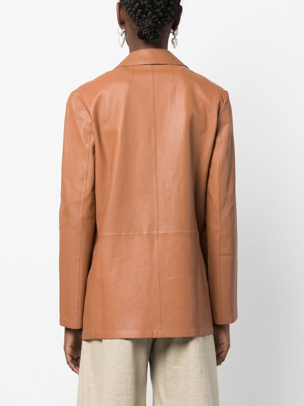 leather open front blazer - 4