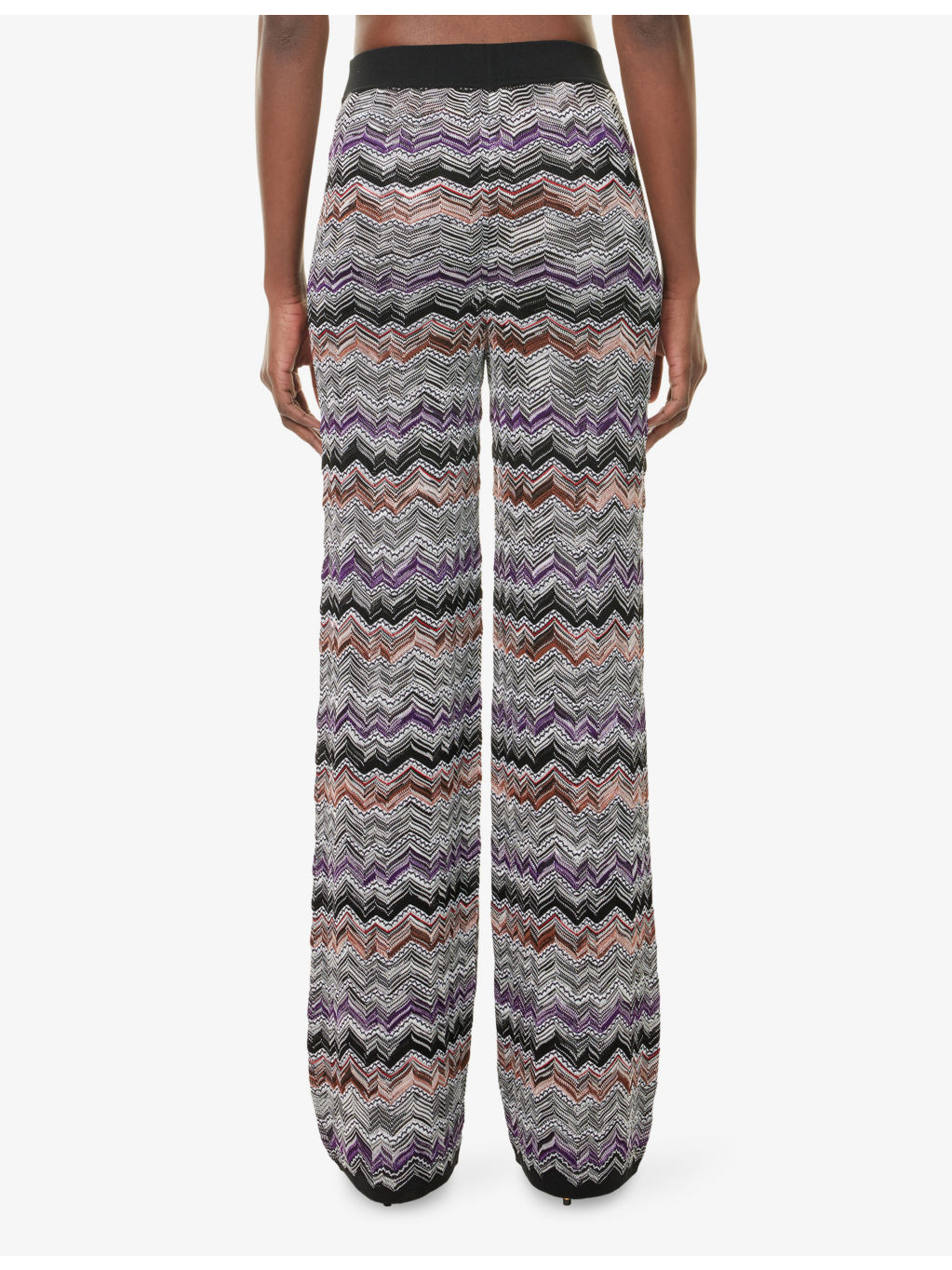 Chevron Wide-Leg Knitted Trousers - 4