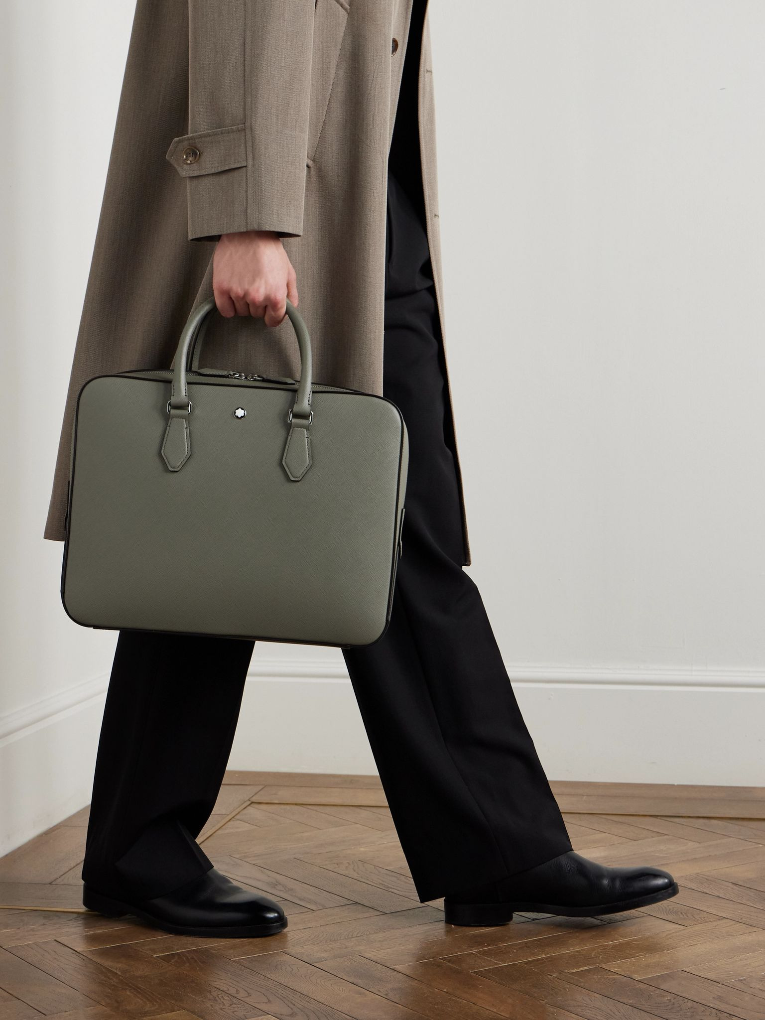 Sartorial Medium Cross-Grain Leather Briefcase Gray - 2