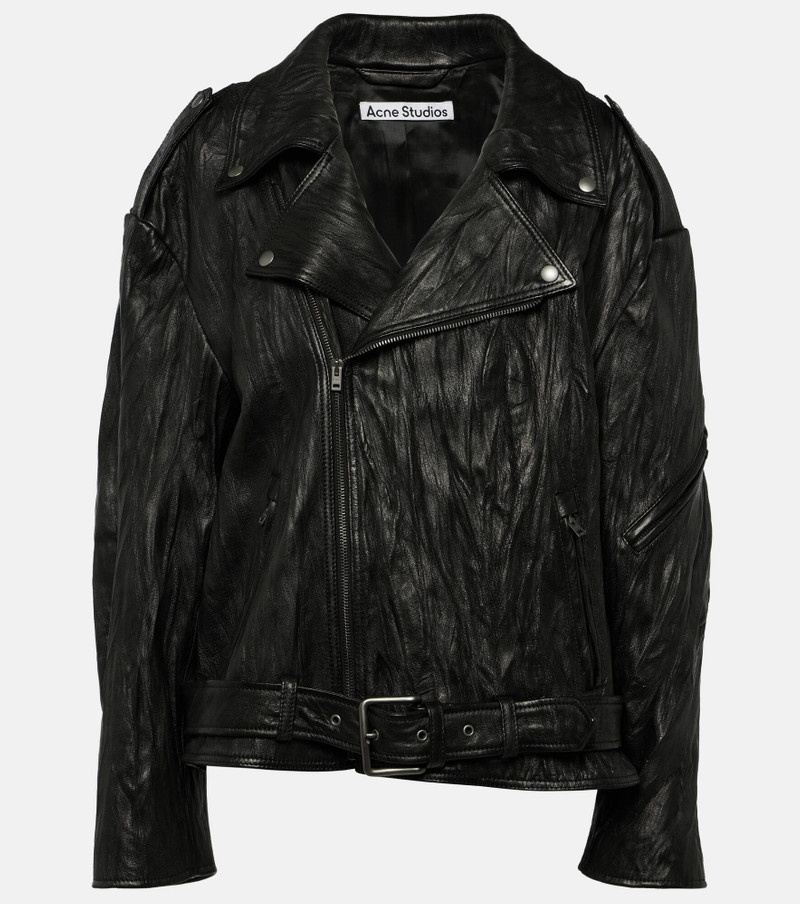 Linor oversized belted leather jacket - 1