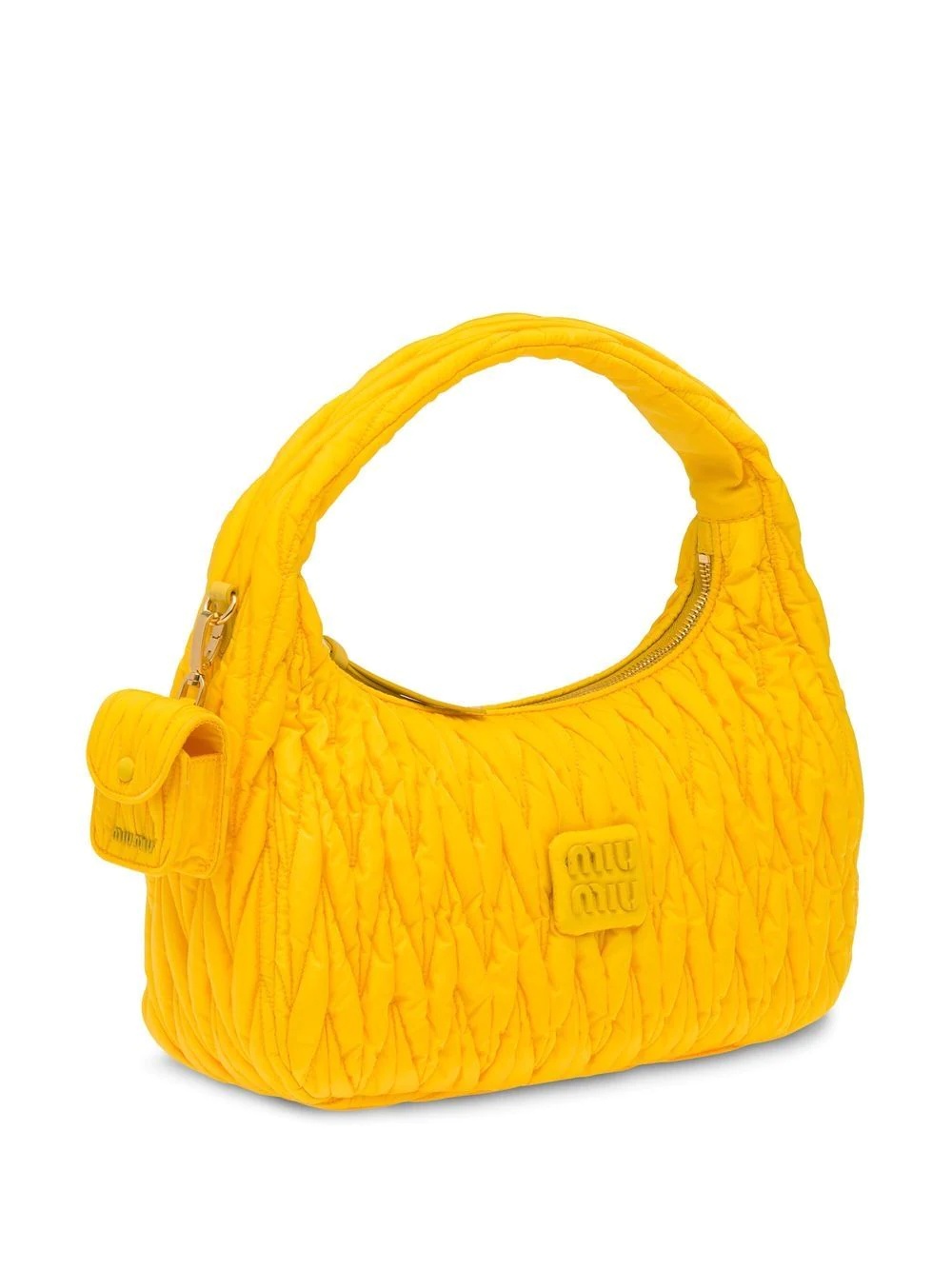 Miu Wander matelassé regenerated nylon hobo bag - 4