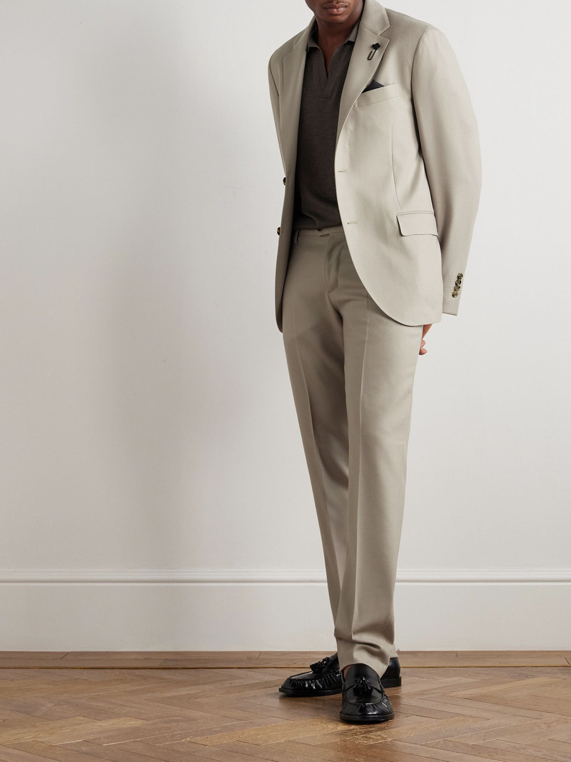 LARDINI Virgin Wool-Blend Twill Suit Jacket Beige outlook