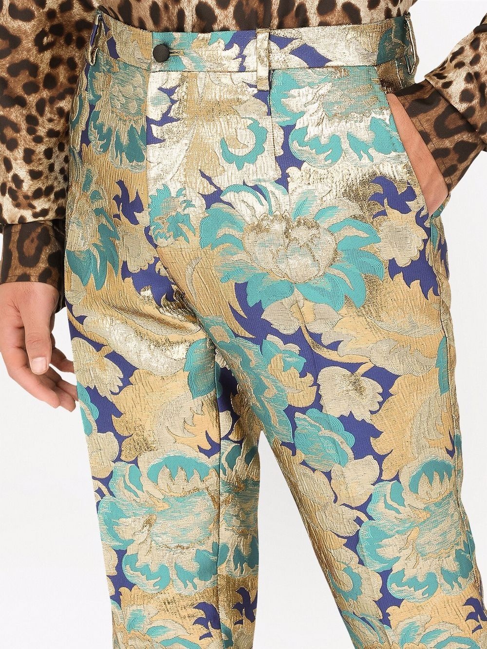 patterned jacquard tailored trousers - 5