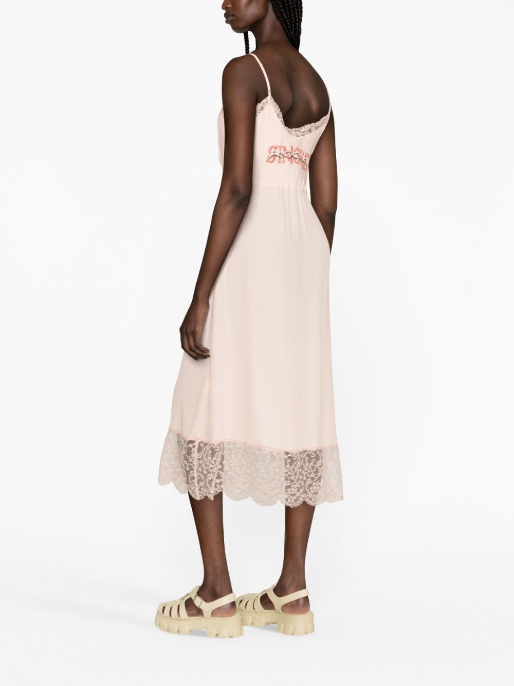 lace-trim slip dress - 5